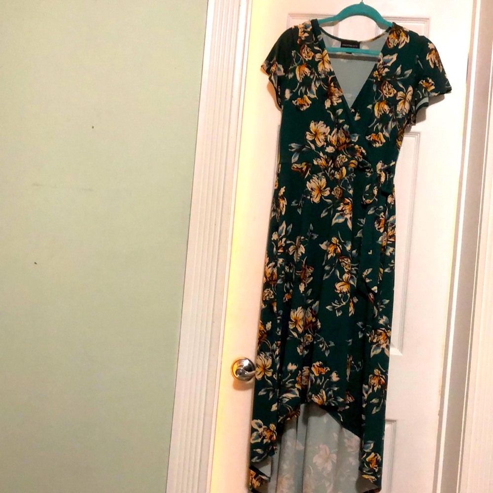 Fortune+Ivy green brushed knit dress